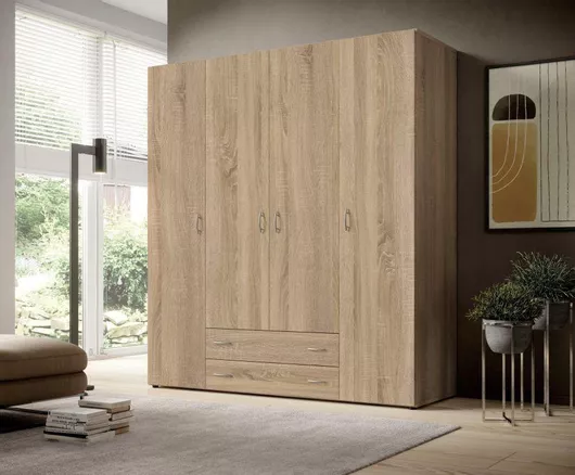 Ντουλάπα Ρούχων Τετράφυλλη A_base 160x52x177cm Φυσικό