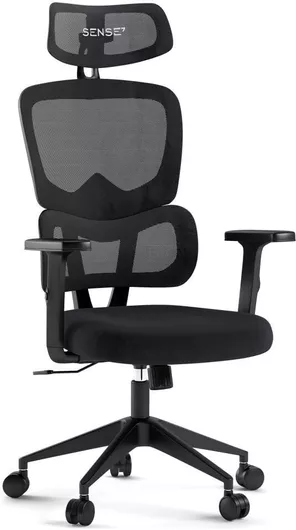 Καρέκλα Γραφείου με Ρυθμιζόμενα Μπράτσα Veno Μαύρο SENSE7