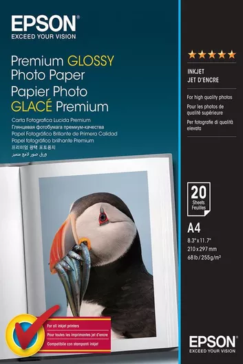 Epson Premium Glossy Photo Paper A4 255gsm 20 Sheets