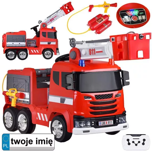 Περπατούρα Car Fire Brigade Ride On με Ήχους Κόκκινο