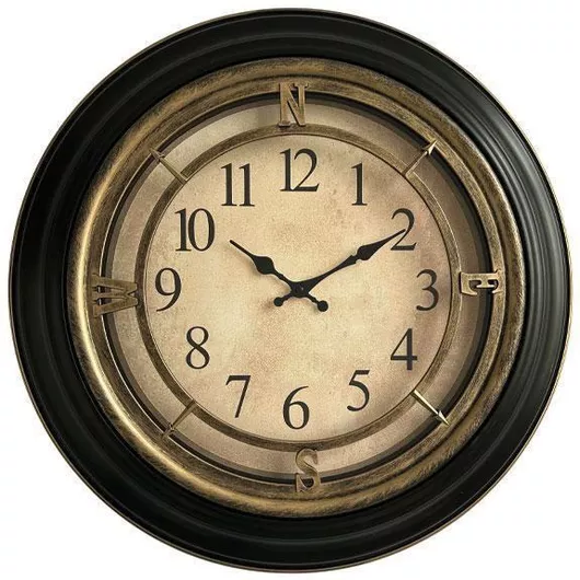 Ρολόι Τοίχου Στρογγυλό Fylliana FL483 Μαύρο-Μπρονζέ 60x60x5cm