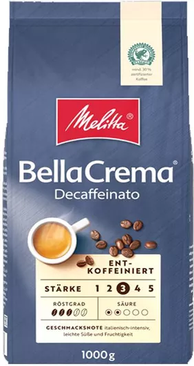 Καφές Espresso Melitta Bellacrema Decaffeinato 1000g Κόκκους