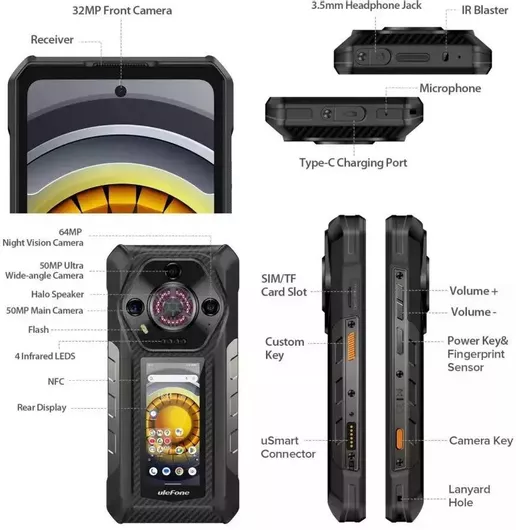 Ulefone Armor 30 Pro 5G 16GB 512GB Rugged Μαύρο