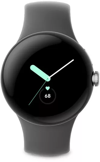 Google Pixel Watch LTE Stainless Steel 41mm με eSIM & Παλμογράφο Polished Silver case/Charcoal Active band