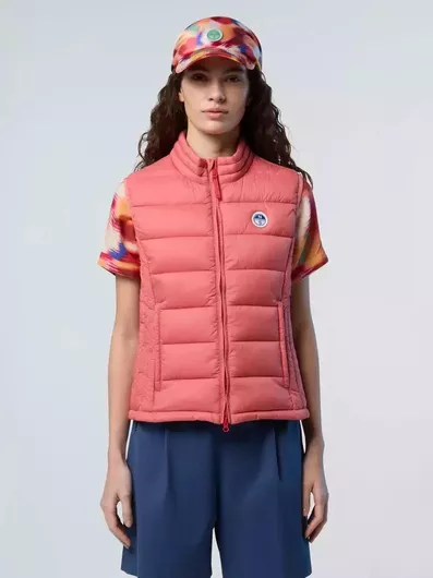 North Sails Κοντό Γυναικείο Αμάνικο Puffer Μπουφάν Κοραλί