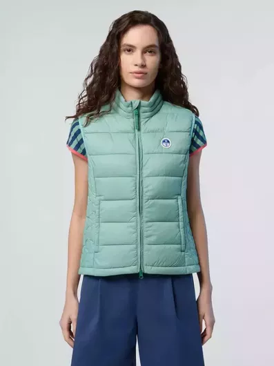 North Sails Γυναικείο Κοντό Αμάνικο Puffer Μπουφάν Ανοιχτό Πράσινο
