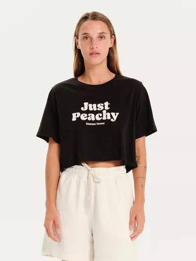 Emerson Γυναικείο Βαμβακερό Crop Top Κοντομάνικο Μαύρο