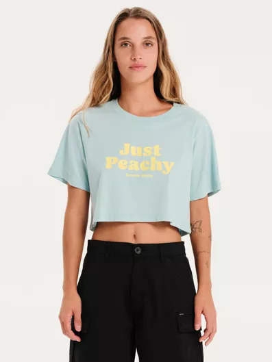 Emerson Γυναικείο Βαμβακερό Crop Top Κοντομάνικο Μπλε