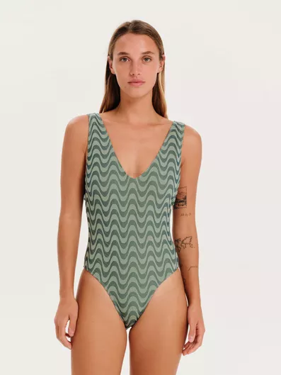 Emerson Γυναικειο Ολοσωμο Μαγιο Με Αναγλυφη Υφη Dusty Olive