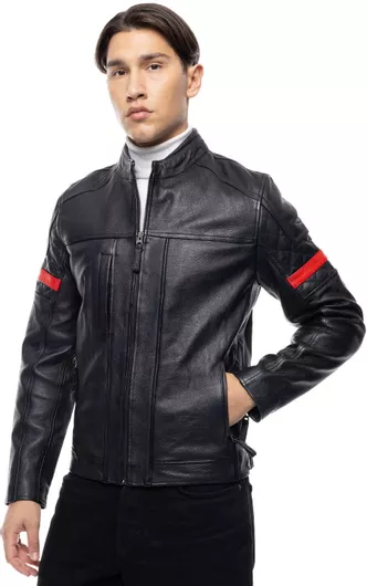 Leather 100 Ανδρικό Μπουφάν 12019-40 Δερμάτινο Μαύρο