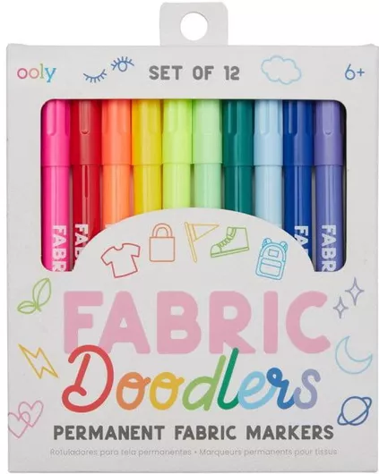 Σετ Μαρκαδόροι Υφάσματος Ooly Fabric Doodlers Markers 12τμχ Πολύχρωμο