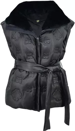 Leather 100 Κοντό Δερμάτινο Γυναικείο Αμάνικο Μπουφάν για Χειμώνα Μαύρο