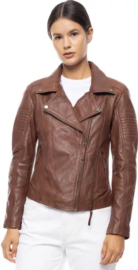 Δερμάτινα 100 Γυναικείο Biker Jacket Δερμάτινο Cognac