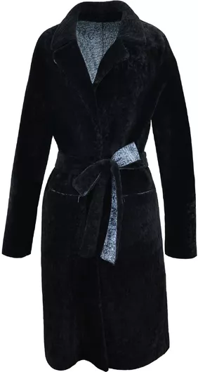 Leather 100 Γυναικείο Ημίπαλτο από Μουτόν με Ζώνη Μαύρο/Graphite