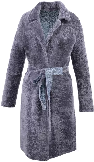 Leather 100 Γυναικείο Ημίπαλτο από Μουτόν με Ζώνη Graphite/Croco