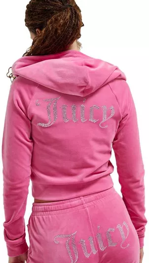 Juicy Couture Γυναικεία Βελουτέ Φούτερ Ζακέτα με Κουκούλα Φούξια