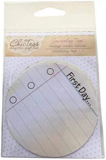 Ταμπέλες School Vintage Circle 6τμχ για Scrapbooking 9x7cm