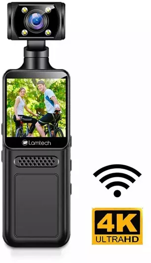Action Camera Lamtech 4K 180ο 4K Ultra HD με Οθόνη 1.31" & Wi-Fi Μαυρό