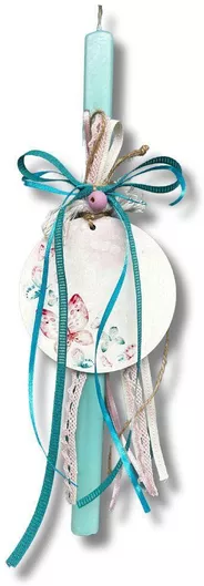 Πασχαλινή Λαμπάδα Πεταλούδα Στρογγυλή Αρωματική, Χειροποίητη & με Κουτί Πράσινο