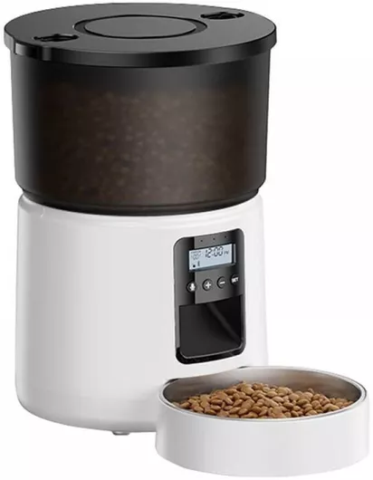 Rojeco Αυτόματη Ταΐστρα Κατοικιδίων Ανοξείδωτη για Σκύλους & Γάτες με Βάση 2x 3lt, Λευκό