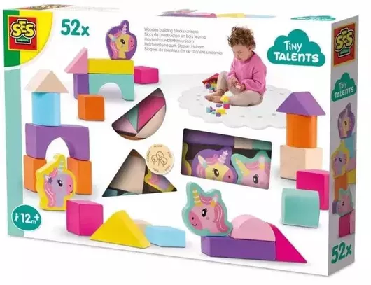 Τουβλάκι Ses Creative Unicorn Ξύλινα για 1+ Έτους 52τμχ