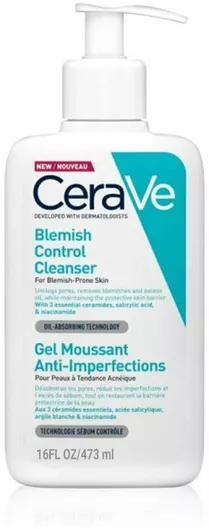 Gel Καθαρισμού Προσώπου CeraVe Blemish Control για Ακνεϊκές Επιδερμίδες 473ml
