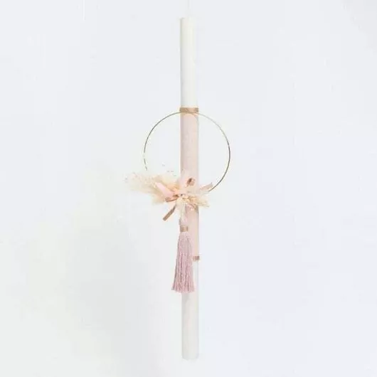 Πασχαλινή Λαμπάδα Στρογγυλή με Κουτί Ροζ