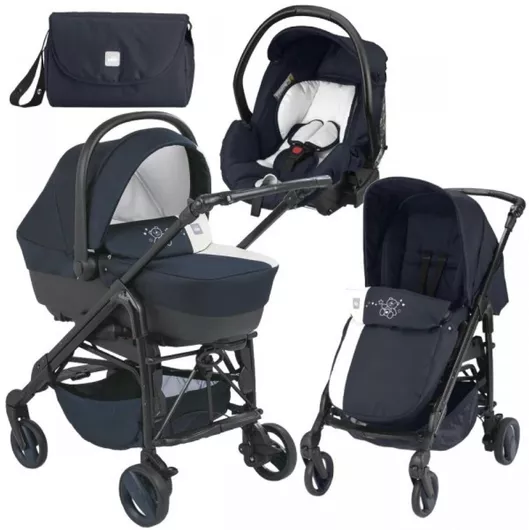 Καρότσι Μωρού Cam Combi Tris Ρυθμιζόμενο 3 σε 1 Kατάλληλο για Nεογέννητο Blue-Black 10.7kg