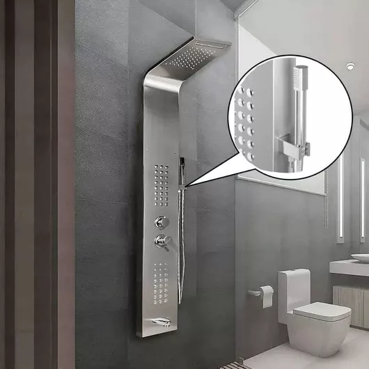 Wallex Στήλη Ντουζ χωρίς Μπαταρία Ασημί