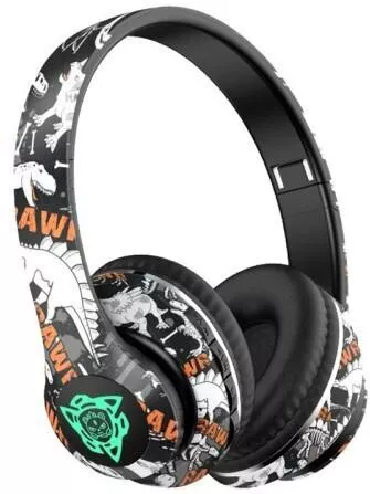 Gaming Headset P35 Ασύρματο Over Ear με σύνδεση Bluetooth Dinosaur Cartoon Μαύρο