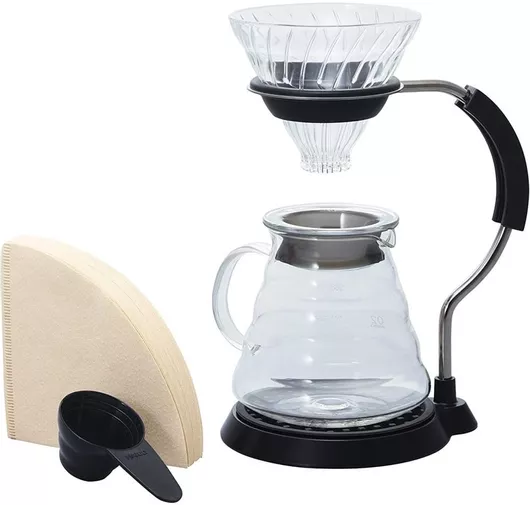 Coffee Dripper Σετ Εκχύλισης Καφέ Hario V60 Arm Stand Glass G – Γυάλινο Coffee Dripper & Κανάτα 21017