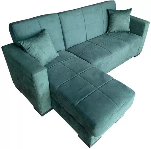 Καναπές Jenifer Γωνιακός Κρεβάτι με Αναστρέψιμη Γωνία & Αποθηκευτικό Χώρο 212x150cm Πράσινο
