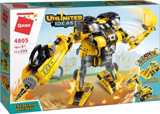 Τουβλάκι Qman Ρομπότ Δομικών Έργων/Εκσκαφέας/Μπουλντόζα 509τμχ. για 6+ Ετών