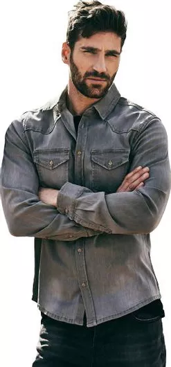 Brandit BD4020 Μακρυμάνικο Τζιν Πουκάμισο Γκρι