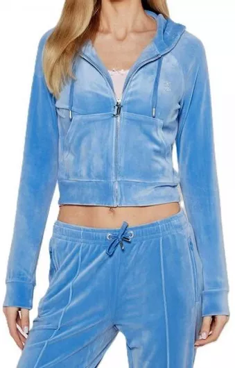 Juicy Couture Madison Γυναικεία Ζακέτα Φούτερ με Κουκούλα Washed Regatta