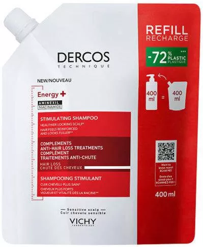 Vichy Dercos Energy+ Refill Σαμπουάν κατά της Τριχόπτωσης για Όλους τους Τύπους Μαλλιών 400ml
