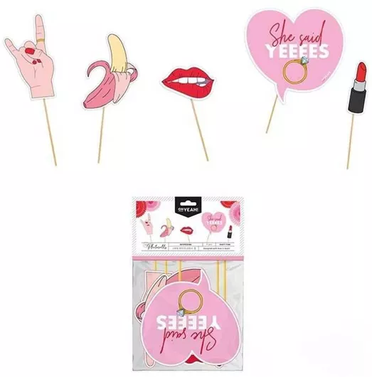 Photobooth Στικάκια She Said Yes! - Σετ 5 Τεμαχίων