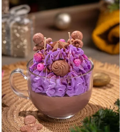 C005-3 Χειροποίητο Διακοσμητικό Κερί Διάφανη Κούπα Αρωματική Σόγια Bubble Pink