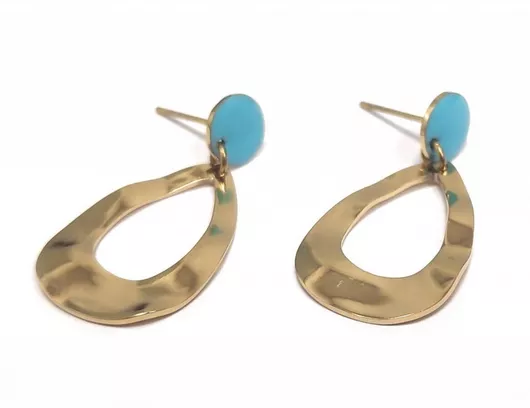 Γυναικείο Σκουλαρίκι Karma Gifts karmafashion ΚρεμαστόΑτσάλι Επιχρυσωμένο με Πέτρες