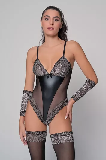 Milena by Paris Γυναικείο Δαντελένιο Εσώρουχο Κορμάκι String Μαύρο