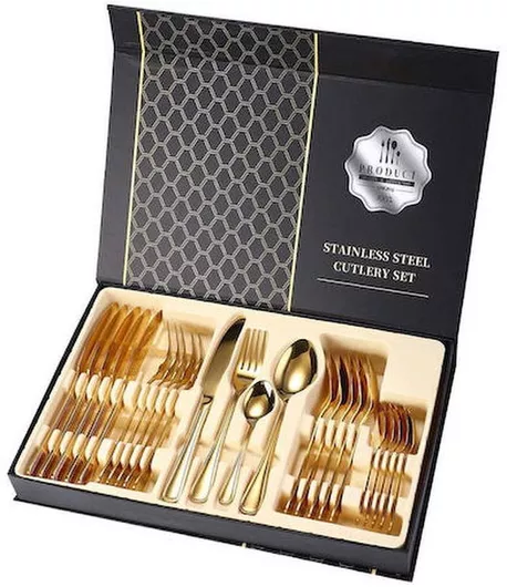 Σετ Μαχαιροπίρουνα Χρυσό 24τμχ με Βαλίτσα