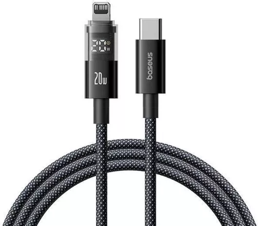 Baseus Display 2 Series Braided/LED USB-C to Lightning Cable 20W Μαύρο 1m P10382703121-00