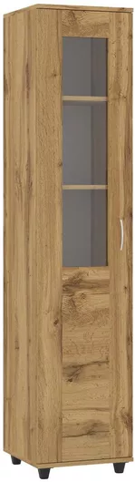 Βιτρίνα Σαλονιού Asigia Επιδαπέδια από Μοριοσανίδα με Τζάμι 40x40x180cm Δρυς