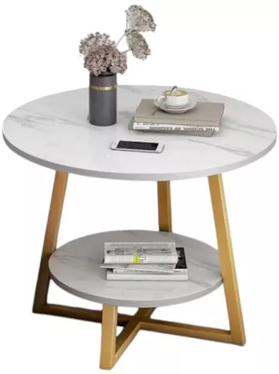 Τραπεζάκι Σαλονιού Στρογγυλό Ξύλινο Λευκό Μ55xΠ55cm