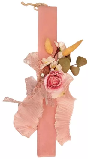 Πασχαλινή Λαμπάδα Στρογγυλή Χειροποίητη Ροζ