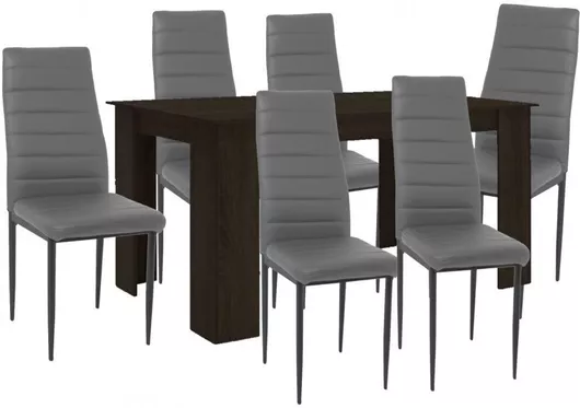 Τραπεζαρία 7τμχ Wenge / Γκρι 160x90cm