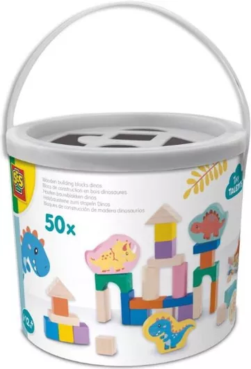 Τουβλάκι Ses Creative Dinos Ξύλινα για 10+ Μηνών 50τμχ.