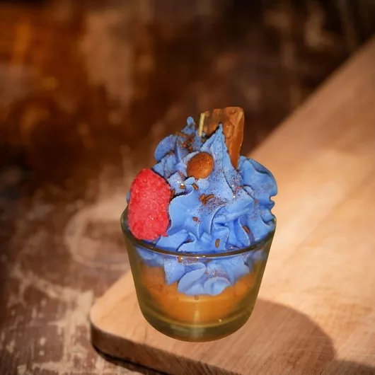 C001-1 Χειροποίητο Διακοσμητικό Κερί Junior Αρωματική Σόγια Μπλε