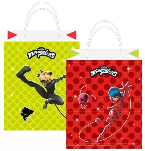 Χάρτινες Τσάντες Δώρου Miraculous 12.7x21.5cm - Συσκευασία 8 Τεμαχίων