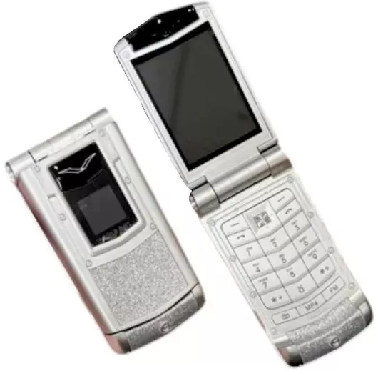 Κινητό Απλής Χρήσης V77 Dual SIM με Κουμπιά (Αγγλικό Μενού) Silver/Diamond